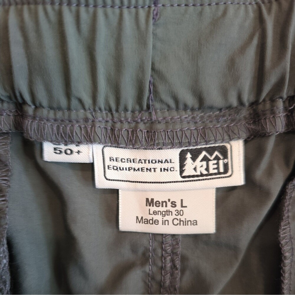 REI Pants Mens Large Green Convertible Nylon Cargo Hiking Zip Off Outdoor - Picture 10 of 15